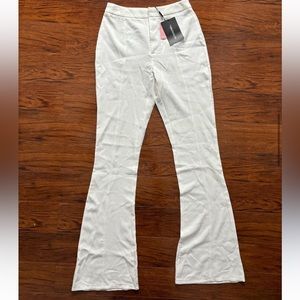 Brand New Pretty Little Thing White Flare Trousers